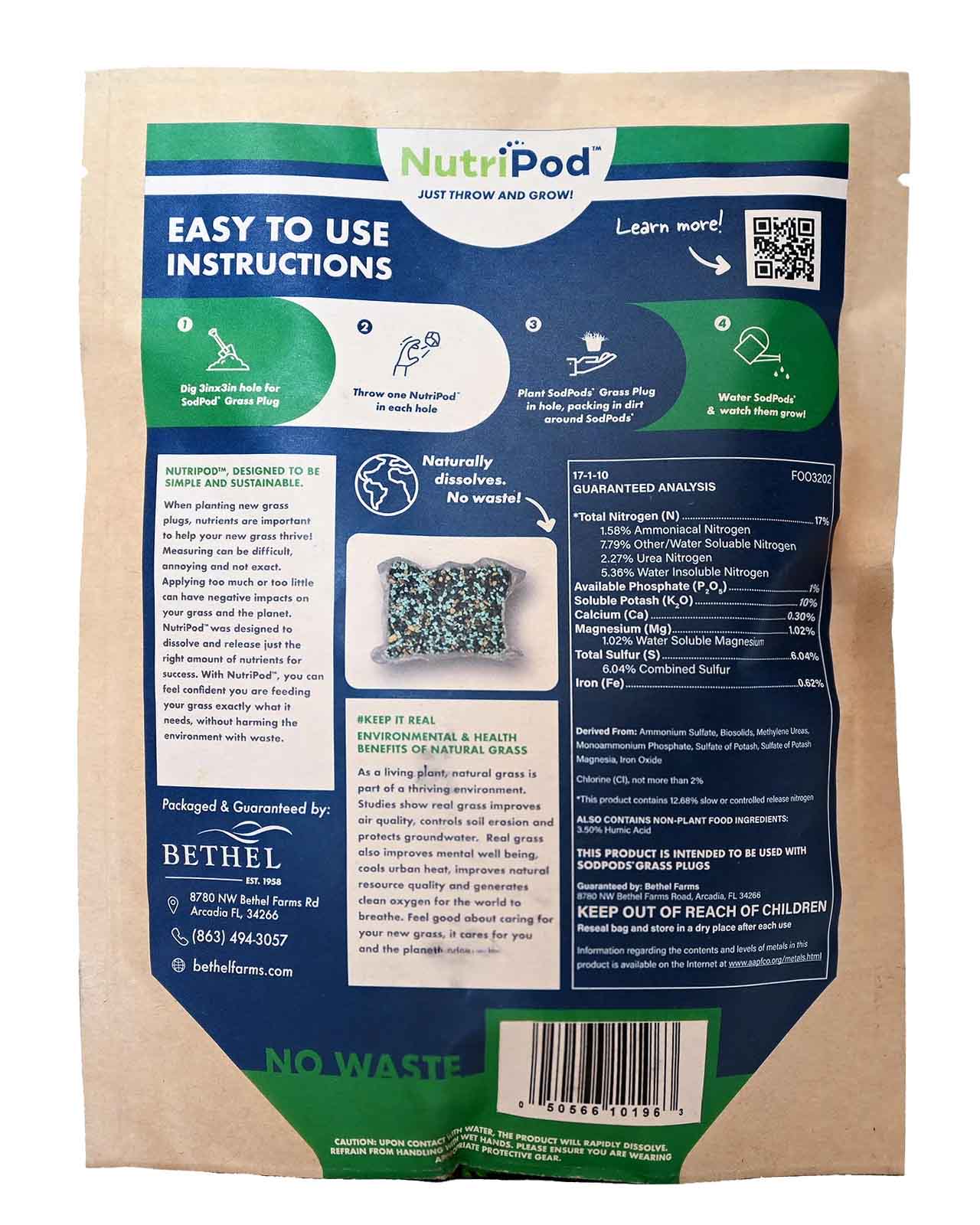 NutriPod<sup>®</sup> Grass Plug Fertilizer